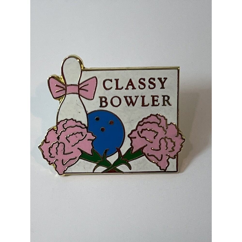 Vintage Classy‎ Bowler Womens Bowling Lapel Pin 3/4” Inch